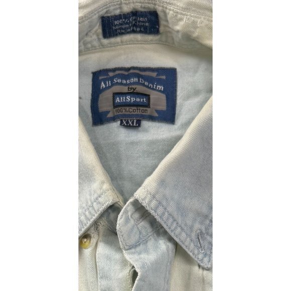 VINTAGE 90'S DENIM BUTTON UP SHIRT WITH EAGLE SIZE 2XL | E1 - Picture 9 of 9